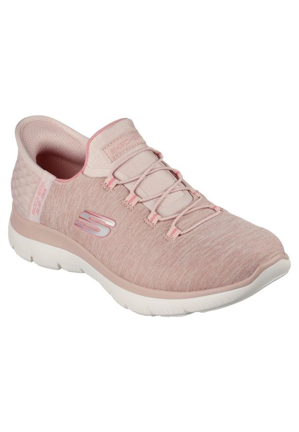 skechers - Damskie SUMMITS DAZZLING HAZE Slip-On Różowy. Zapięcie: bez zapięcia. Kolor: różowy. Materiał: materiał. Szerokość cholewki: normalna. Wzór: melanż. Model: Skechers Sport. Sport: tenis