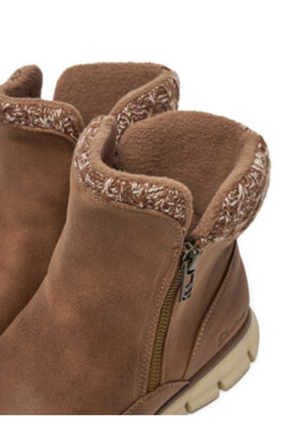 skechers - Skechers Botki Lovely Collab 167941/BRN Brązowy. Kolor: brązowy. Materiał: skóra