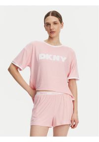 DKNY Piżama YI80039 Różowy Regular Fit. Kolor: różowy. Materiał: syntetyk