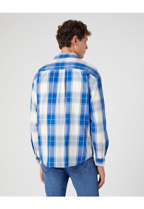Wrangler - WRANGLER 1 PKT SHIRT MĘSKA KOSZULA MATERIAŁOWA W KRATĘ NAUTICAL W5D64MXV2 112330810. Materiał: materiał