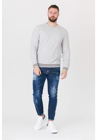 Guess - GUESS Szara bluza męska z logo, Rozmiar M. Kolor: szary. Wzór: aplikacja