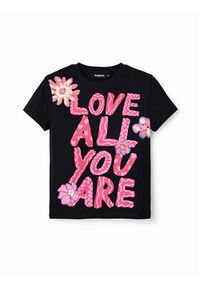 Desigual T-Shirt Love All You 23SWTKAV Czarny Regular Fit. Kolor: czarny. Materiał: bawełna #5