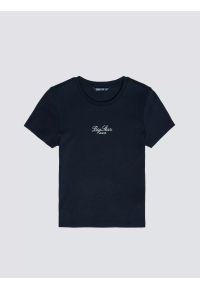 Big-Star - Koszulka dziewczęca z haftem granatowa Tomsa 403. Okazja: na uczelnię, na co dzień. Kolor: niebieski. Materiał: dzianina, jeans, prążkowany. Długość rękawa: krótki rękaw. Długość: krótkie. Wzór: haft. Styl: młodzieżowy, klasyczny, casual #6