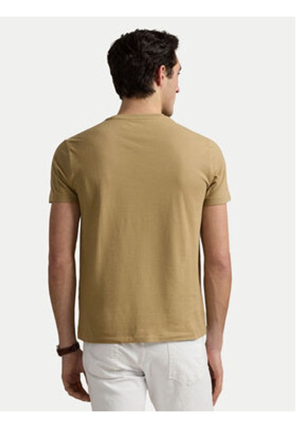 Polo Ralph Lauren T-Shirt 710671438429 Beżowy Custom Slim Fit. Typ kołnierza: polo. Kolor: beżowy. Materiał: bawełna