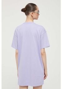 Vans sukienka bawełniana kolor fioletowy mini prosta. Kolor: fioletowy. Materiał: bawełna. Wzór: aplikacja. Typ sukienki: proste. Styl: klasyczny. Długość: mini #3