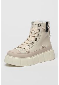 Inuikii - INUIKII LEATHER MATILDA Sneakersy damskie. Okazja: na co dzień. Zapięcie: sznurówki. Kolor: kremowy. Materiał: guma, materiał, zamsz, skóra. Szerokość cholewki: normalna #5