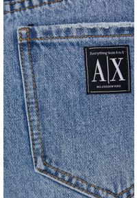 Armani Exchange szorty jeansowe damskie gładkie high waist. Okazja: na co dzień. Stan: podwyższony. Kolor: niebieski. Materiał: jeans. Wzór: gładki. Styl: casual
