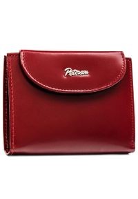 Czerwony, skórzany portfel damski z systemem RFID, zamykany zatrzaskiem - Peterson. Kolor: czerwony. Materiał: skóra #1