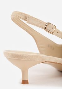 Renee - Beżowe Sandały Slingback na Szpilce Kaczuszce Vetilia. Okazja: na co dzień. Zapięcie: sprzączka. Kolor: beżowy. Materiał: jeans. Sezon: wiosna. Obcas: na szpilce. Styl: casual, klasyczny, elegancki #3