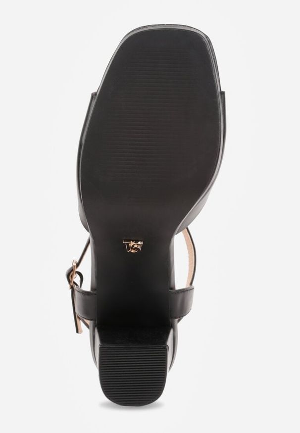 Renee - Czarne Sandały VICES na Słupku z Grubą Podeszwą i Skórzaną Wkładką Aziluna. Zapięcie: pasek. Kolor: czarny. Materiał: skóra. Obcas: na słupku. Styl: elegancki