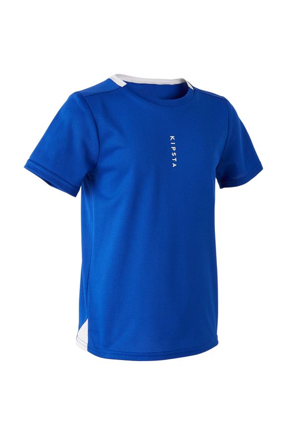 KIPSTA - Koszulka do piłki nożnej dla dzieci Kipsta Essential. Kolor: niebieski. Materiał: materiał, poliester. Sezon: lato. Sport: piłka nożna