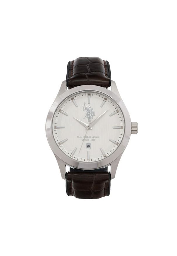 U.S. Polo Assn. Zegarek Yale USP7369WH Brązowy. Kolor: brązowy. Materiał: skóra