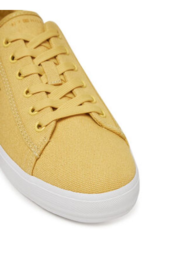 TOMMY HILFIGER - Tommy Hilfiger Tenisówki Vulc Canvas Lace Up Sneaker FW0FW08647 Żółty. Kolor: żółty. Materiał: materiał