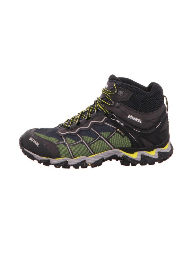 MEINDL - Buty turystyczne męskie Meindl Houston Mid Gore-Tex. Kolor: szary, zielony, wielokolorowy. Technologia: Gore-Tex. Sport: turystyka piesza
