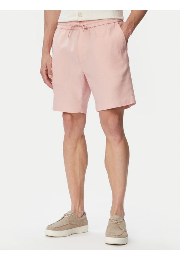 TOMMY HILFIGER - Tommy Hilfiger Szorty materiałowe Dover MW0MW44353 Różowy jasny Regular Fit. Kolor: różowy. Materiał: len