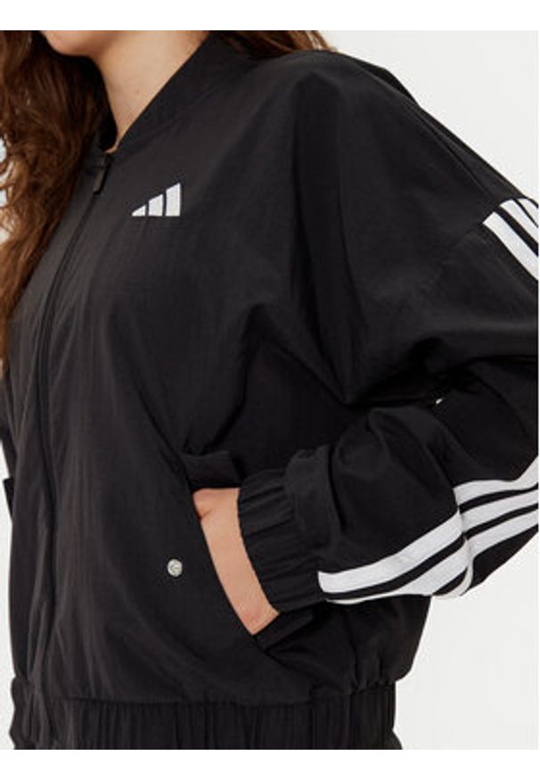 Adidas - adidas Kurtka bomber Essentials 3-Stripes JD5317 Czarny Loose Fit. Kolor: czarny. Materiał: syntetyk