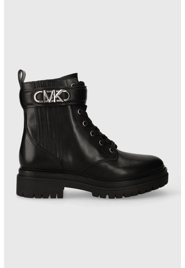 MICHAEL Michael Kors workery skórzane Parker damskie kolor czarny na platformie 40F3PKFE5L. Nosek buta: okrągły. Zapięcie: rzepy. Kolor: czarny. Materiał: skóra. Obcas: na platformie. Styl: klasyczny