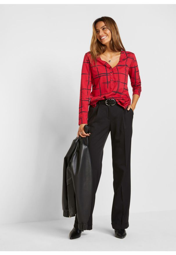 bonprix - Długi shirt. Kolor: czerwony. Długość: długie. Styl: klasyczny, elegancki