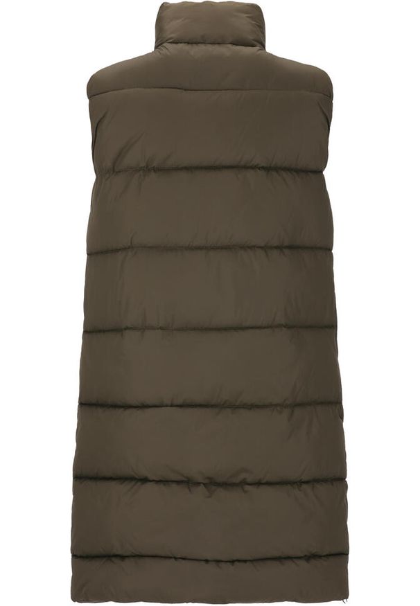 Długa kamizelka puchowa damska Whistler Amaretto. Kolor: czarny. Materiał: puch. Długość: długie. Sezon: zima. Sport: turystyka piesza