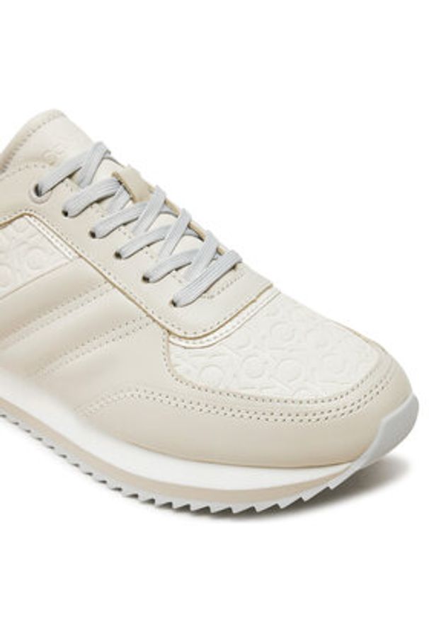 Calvin Klein Sneakersy Runner Lace Up Saff Mono HW0HW02102 Beżowy. Kolor: beżowy. Materiał: skóra