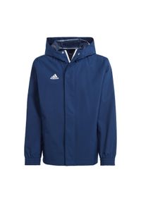 Adidas - Entrada 22 All-Weather Jacket. Kolor: niebieski. Materiał: materiał #1