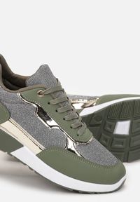 Born2be - Zielone Sneakersy z Metalicznymi Wstawkami i Brokatem Balfora. Kolor: zielony #3