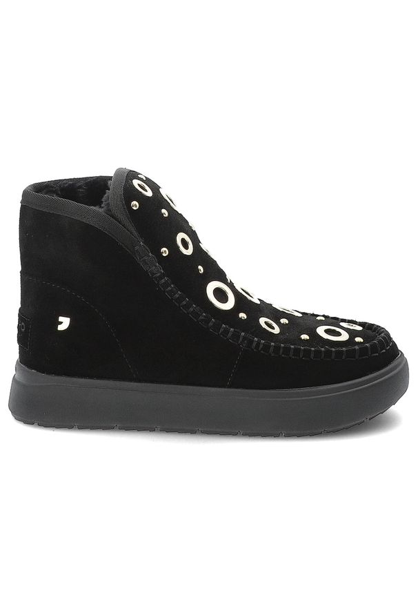 Hot Potatoes by Gioseppo - Czarne Śniegowce Gioseppo Ocieplane Obuwie Damskie. Kolor: czarny. Materiał: welur. Wzór: aplikacja. Sezon: zima