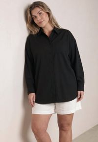 Born2be - Czarna Bawełniana Koszula o Kroju Oversize Nororena. Okazja: na co dzień. Kolor: czarny. Materiał: bawełna. Styl: elegancki, casual #7