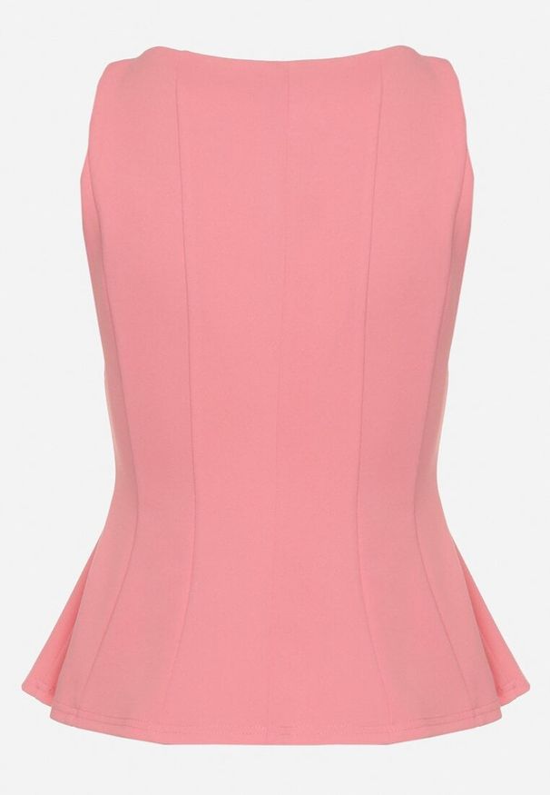 Born2be - Różowa Bluzka z Wiskozą Bez Rękawów z Baskinką Linareia. Okazja: na co dzień. Kolor: różowy. Materiał: wiskoza. Długość rękawa: bez rękawów. Styl: casual, elegancki