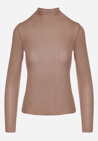 Born2be - Brązowa Bluzka z Golfem Typu Longsleeve z Wiskozy z Kaszmirem Fedine. Okazja: na co dzień. Typ kołnierza: golf. Kolor: brązowy. Materiał: wiskoza, kaszmir. Długość rękawa: długi rękaw. Styl: klasyczny, casual, elegancki #2