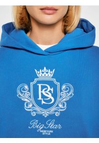 Big-Star - bluza damska z kapturem i haftowanym logo niebieska afraja 401. Typ kołnierza: kaptur. Kolor: niebieski. Materiał: dzianina. Wzór: haft. Styl: klasyczny #5