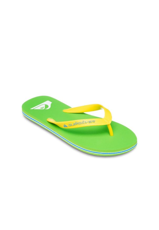 Quiksilver - Klapki dla Mężczyzn MOLOKAI CORE. Okazja: na plażę. Kolor: zielony. Materiał: guma, syntetyk. Wzór: paski. Styl: sportowy