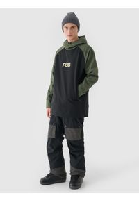 4f - 4F Długa bluza snowboardowa z softshellu membrana 5000 męska - czarna 3XL. Typ kołnierza: kaptur. Kolor: czarny. Materiał: tkanina, elastan, dzianina, materiał, syntetyk. Długość rękawa: raglanowy rękaw. Długość: długie. Sezon: zima. Styl: sportowy. Sport: snowboard