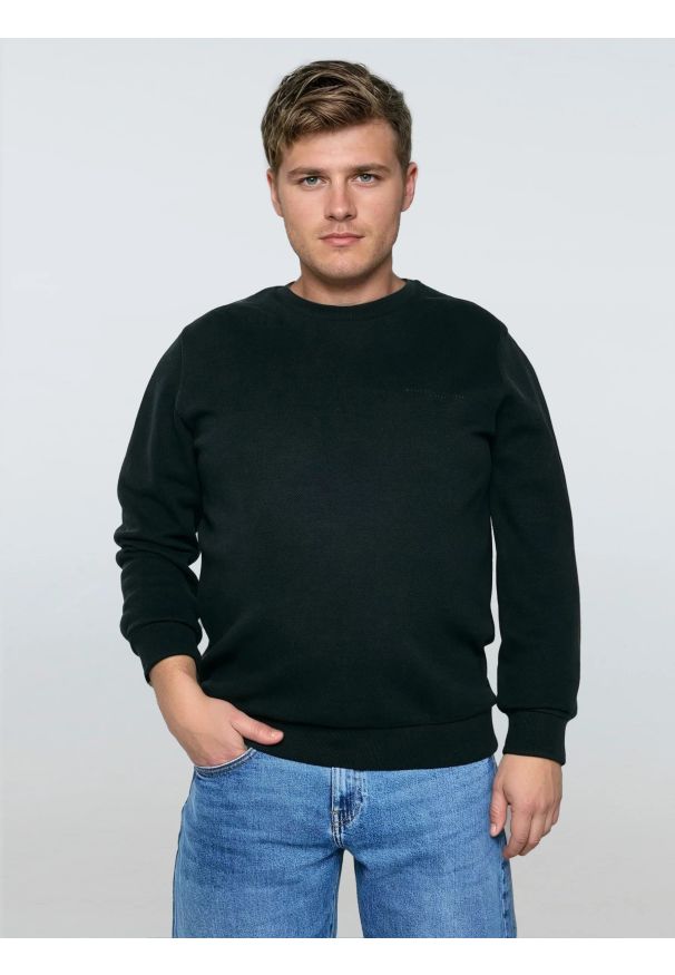 Big-Star - Bluza męska ze splotem pique czarna Wiler 906. Okazja: na co dzień. Kolor: czarny. Materiał: jeans, dzianina, materiał. Wzór: ze splotem. Styl: casual, klasyczny