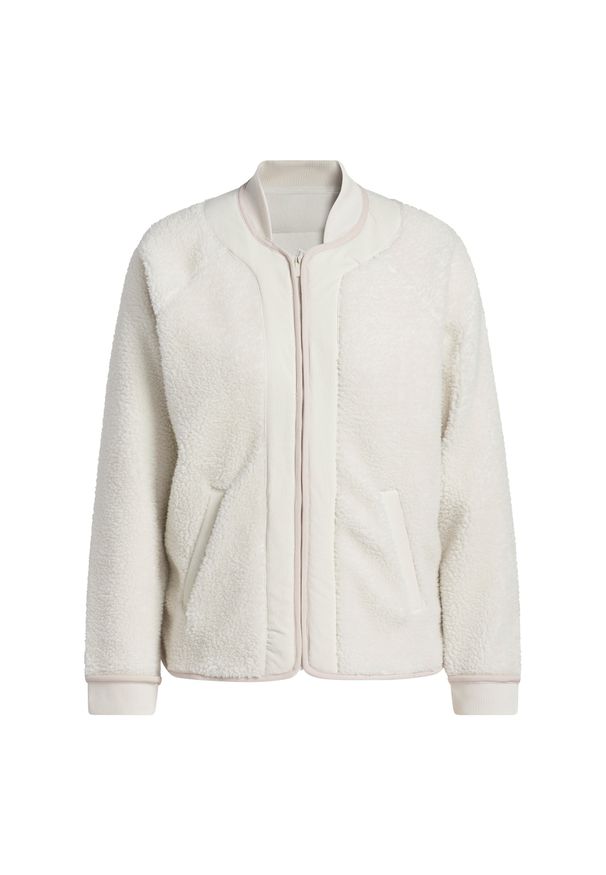 Adidas - Damski polar adidas Go-To. Typ kołnierza: golf. Kolor: beżowy, wielokolorowy, biały. Materiał: polar. Styl: sportowy