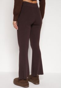 Born2be - Brązowe Spodnie Dzwony z Dzianiny z Wiskozą Zetiva. Kolor: brązowy. Materiał: dzianina, wiskoza #3