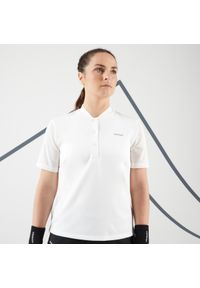 ARTENGO - Koszulka polo tenisowa damska Artengo Dry 500. Typ kołnierza: polo. Kolor: biały. Materiał: poliester, materiał, elastan, skóra. Sport: tenis