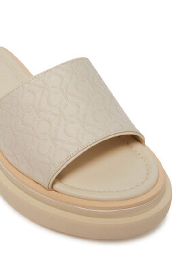 Calvin Klein Klapki Flatform Slide Jacq HW0HW02461 Écru. Kolor: kremowy. Materiał: materiał