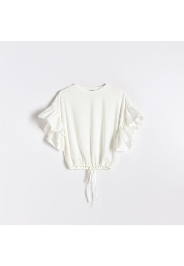 Reserved - Bluzka z falbanami - Biały. Kolor: biały