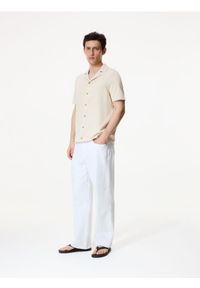 Reserved - Sweter z krótkim rękawem - beżowy. Kolor: beżowy. Materiał: bawełna, len. Długość rękawa: krótki rękaw. Długość: krótkie #1