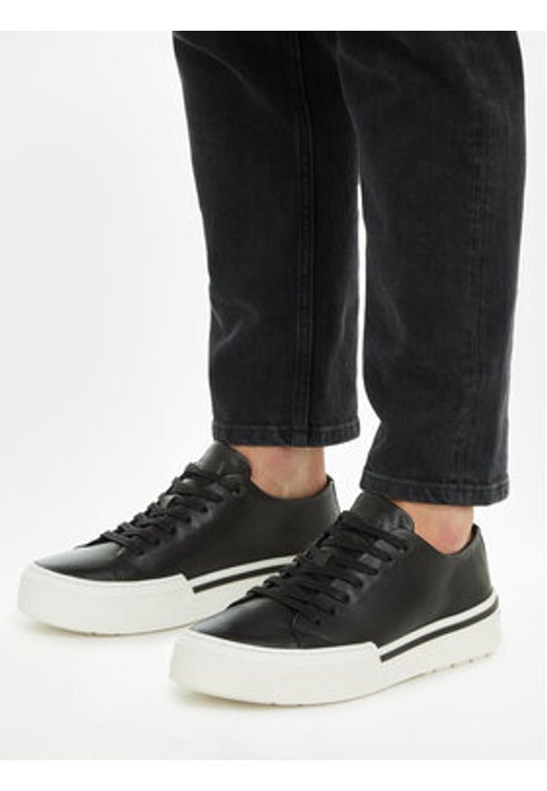 Calvin Klein Sneakersy Low Top Lace Up HM0HM01177 Czarny. Kolor: czarny. Materiał: skóra