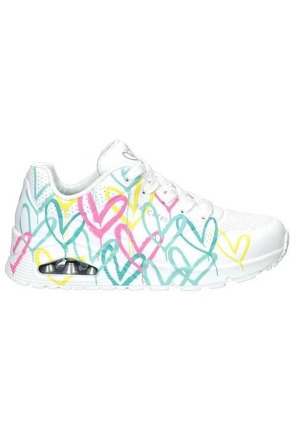 skechers - Buty do chodzenia damskie Skechers Uno Changed Love. Kolor: biały. Materiał: tkanina, syntetyk, materiał. Model: Skechers Sport. Sport: turystyka piesza