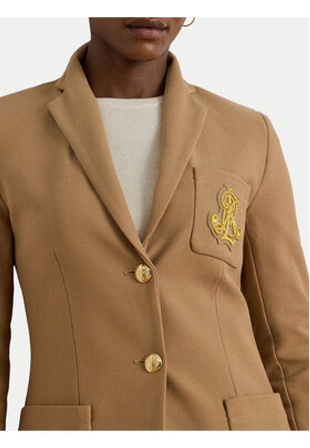 Lauren Ralph Lauren - LAUREN RALPH LAUREN Marynarka 200797305018 Beżowy Slim Fit. Kolor: beżowy. Materiał: bawełna