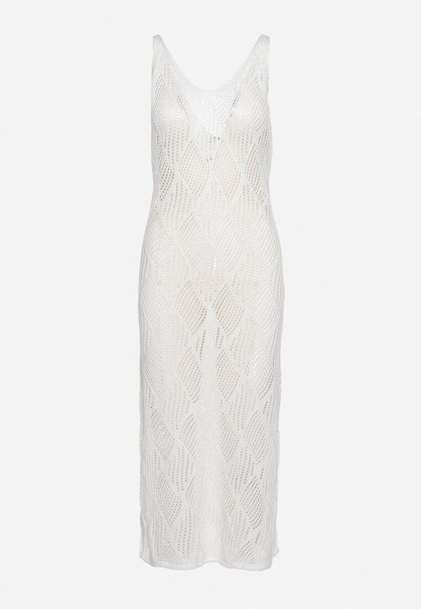 Born2be - Biała Sukienka Ażurowa Bez Rękawów o Dopasowanym Fasonie Cotta. Okazja: na imprezę. Kolor: biały. Długość rękawa: bez rękawów. Wzór: ażurowy. Sezon: lato. Typ sukienki: dopasowane. Styl: elegancki