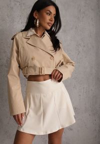 Renee - Białe Tenisowe Spódnico-Spodenki z Elastycznego Materiału Natennia. Okazja: na co dzień. Kolor: biały. Materiał: materiał. Styl: casual, sportowy #1