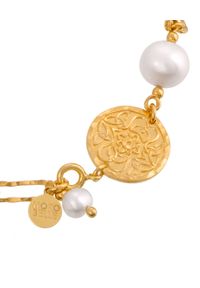 MOKOBELLE - Bransoletka łańcuch z perłą i medalikiem Mokobelle. Materiał: pozłacane, srebrne. Kolor: złoty. Kamień szlachetny: perła #3