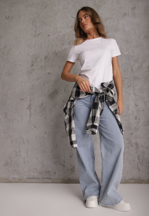 Renee - Biały T-shirt z Bawełny z Okrągłym Dekoltem Nedima. Okazja: na co dzień. Kolor: biały. Materiał: bawełna. Styl: klasyczny, casual