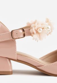 Born2be - Różowe Eleganckie Sandały Czółenka na Niskim Słupku z Kwiatową Aplikacją Hialea. Okazja: na uczelnię, na komunię. Kolor: różowy. Wzór: aplikacja, kwiaty. Styl: elegancki #5