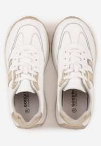 Born2be - Białe Skórzane Sneakersy na Grubej Podeszwie Cezelina. Okazja: na co dzień. Kolor: biały. Materiał: skóra #8