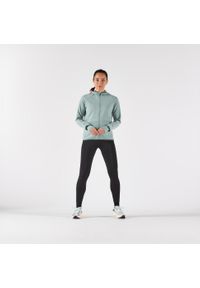 KIPRUN - Bluza do biegania damska Kiprun Run 500 Warm ocieplana. Kolor: zielony. Materiał: lyocell, elastan, poliester, materiał. Sport: bieganie